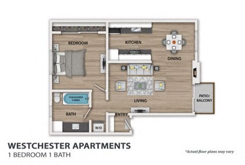 Westchester one bedroom one bathroom floorplan
